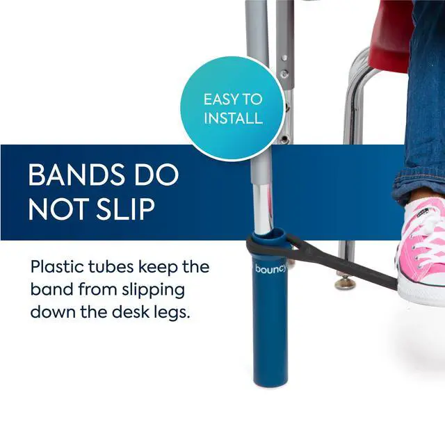 Alt view image 6 of 7 - Bouncyband Original for Student Desks Desk Bands for 20 to 28 Wide Desk Legs with 1.5 Diameter Support Pipes Silent Sensory Tool Increases Focus & Relieves Stress