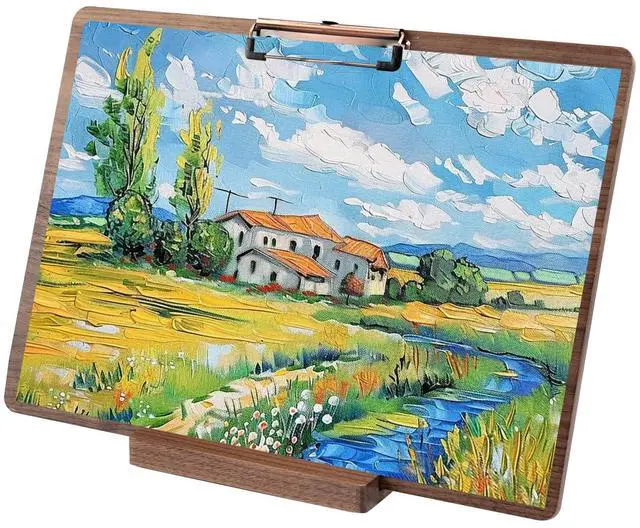 Main image of Walnut Wood Clipboard, Drawing Clip Board & Lap Easel, 16.5 x 11.8 inch, Legal Size Clipboards, Horizontal Wood Lap Board for Sketching, Watercolor, Painting, Art Supplies and Landscape Working