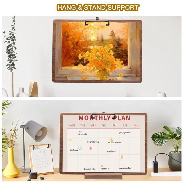 Alt view image 4 of 7 - Walnut Wood Clipboard, Drawing Clip Board & Lap Easel, 16.5 x 11.8 inch, Legal Size Clipboards, Horizontal Wood Lap Board for Sketching, Watercolor, Painting, Art Supplies and Landscape Working