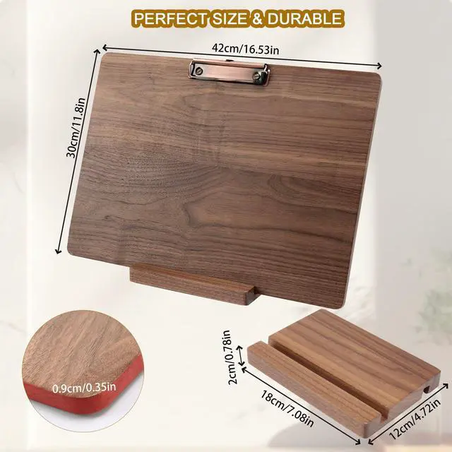 Alt view image 5 of 7 - Walnut Wood Clipboard, Drawing Clip Board & Lap Easel, 16.5 x 11.8 inch, Legal Size Clipboards, Horizontal Wood Lap Board for Sketching, Watercolor, Painting, Art Supplies and Landscape Working