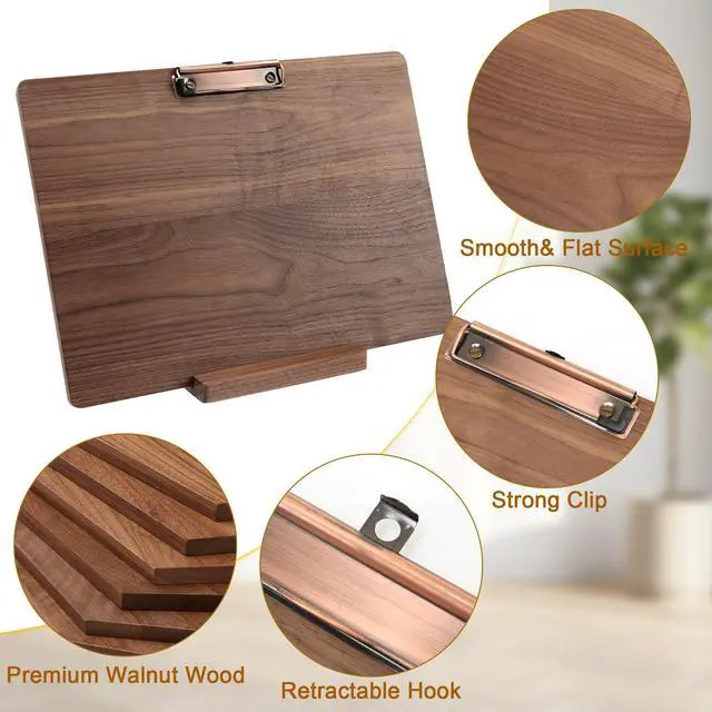 Alt view image 6 of 7 - Walnut Wood Clipboard, Drawing Clip Board & Lap Easel, 16.5 x 11.8 inch, Legal Size Clipboards, Horizontal Wood Lap Board for Sketching, Watercolor, Painting, Art Supplies and Landscape Working