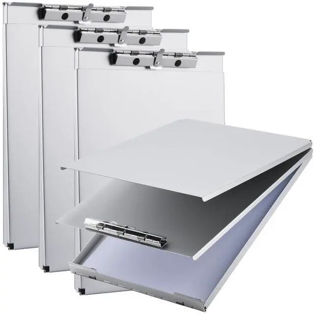Main image of Recycled Aluminum Storage Clipboard, Clipboard Box Set of 4, Form Holder, Suitable for School, Office, Jobsite or Medical Staff, Silver
