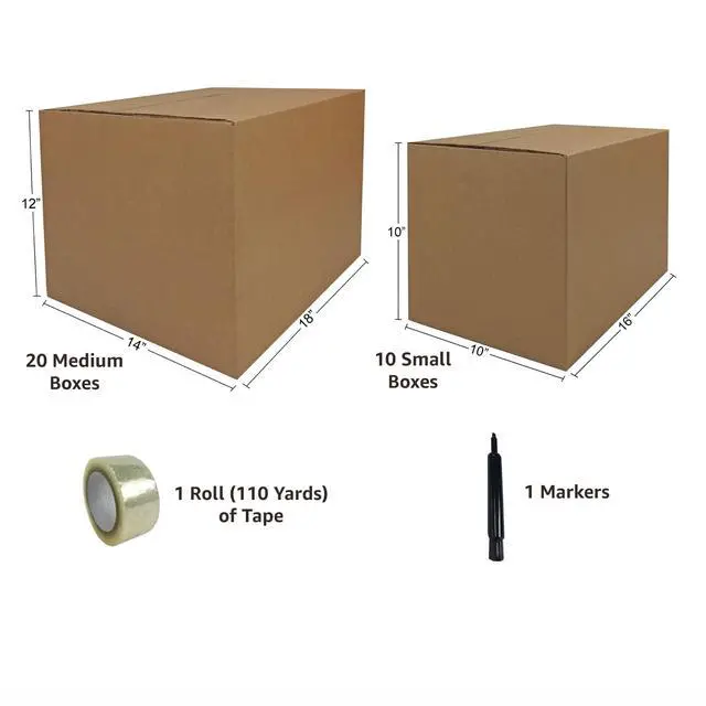 Alt view image 3 of 7 - Moving Boxes 2 Room Economy Moving Kit 30 Boxes, Bubble Roll, & Packing Tape