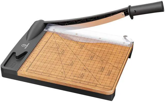 Main image of 12 Inch Heavy Duty Paper Cutter, Wood Guillotine Paper Cutter & Trimmer, 12-16 Sheets Capacity Cutting Board for Classroom, Crafting, Cardstock Black (Black)
