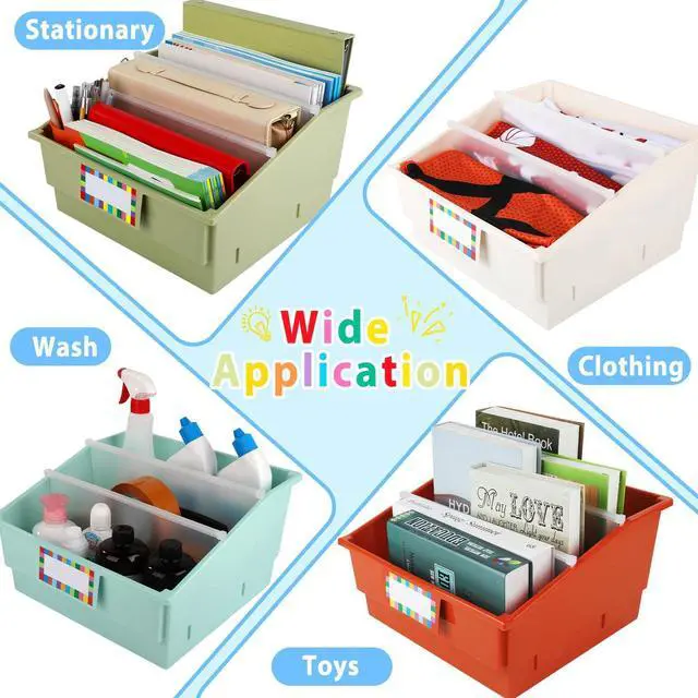 Alt view image 4 of 7 - 6 Pack Picture Book Bin with Dividers Classroom Library Book Bin Large Plastic Books Holders with Labels for Classroom Library Magazines Storage Organizer 13.5 x 13.5 x 7.75 in(Boho)