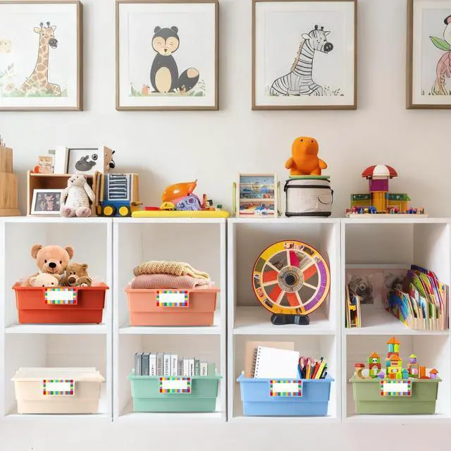 Alt view image 5 of 7 - 6 Pack Picture Book Bin with Dividers Classroom Library Book Bin Large Plastic Books Holders with Labels for Classroom Library Magazines Storage Organizer 13.5 x 13.5 x 7.75 in(Boho)