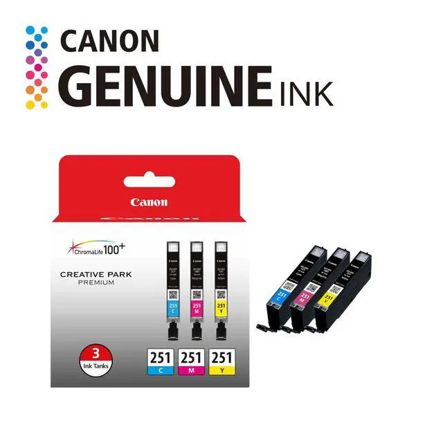 Alt view image 2 of 6 - CLI-251 Genuine Three Color Multi Pack,Compatible with MG6320,iP7220 & MG5420,MX922,MG7120,MG6420,MG5520,iX6820,iP8720,MG7520,MG6620,and MG5620 (Optional) Printers,(Pack of 2)