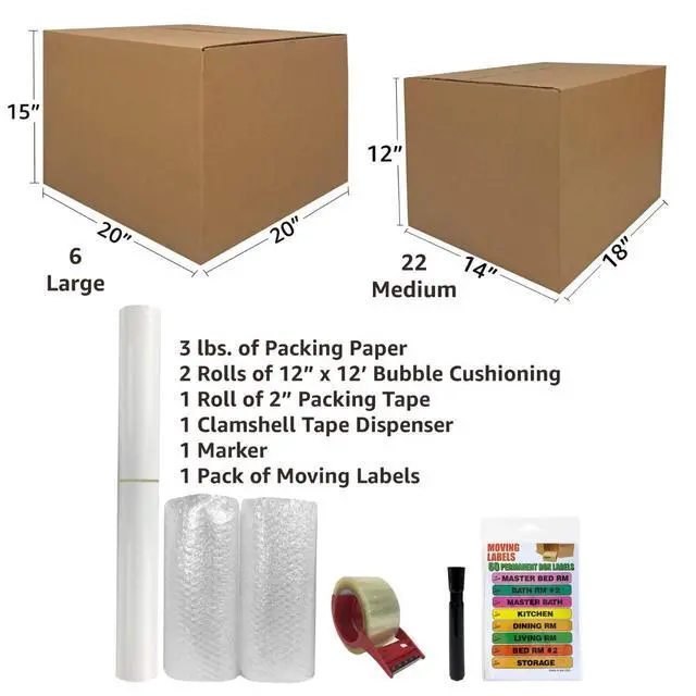 Alt view image 4 of 7 - UBOXES Moving Boxes - 2 Room Bigger Smart Moving Kit - 28 Boxes,Tape, More