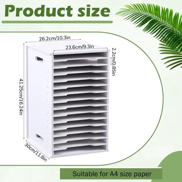 Alt view image 2 of 7 - 15 Tier 8.5" x 11" Scrapbook Paper Organizer, White Cardstock File Organizer with Adjustable Shelves, Stackable Paper Trays, Desktop Storage Rack Document Holder for Desk Home Office