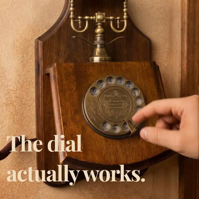 Alt view image 5 of 7 - Opis 1921 Cable Model D Vintage Wall Phone, Real Wood Antique Telephone with Rotary Dial, Corded Landline Wall Mount Phone with Metal Bell (No Bluetooth)