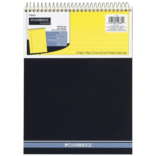 Alt view image 7 of 7 - Writing Pads,Wide Ruled Paper,8-1/2" x 11",70 Sheets,Memo Pads,Note-Pads,Steno-Pads,Yellow (59880),(Pack of 12)