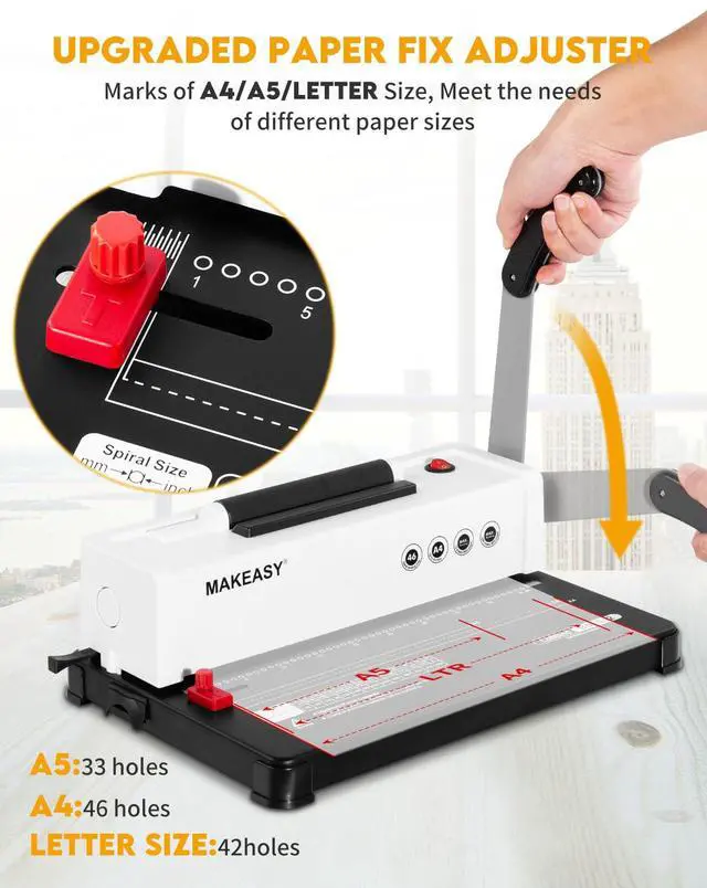 Alt view image 5 of 7 - Spiral Binding Machine, 4:1 Pitch, 12 Sheets Punch Capacity, Electric Coil Insert, Book Binder Machine for A4/A5/Letter Size Paper, Come with 1 Box pcs 5/16'' Coils & Pliers