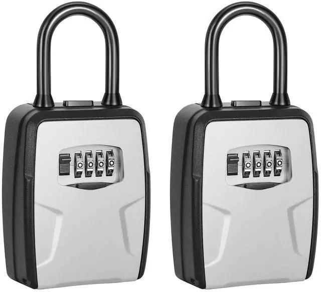 Main image of Portable Key Lock Box, Lock Box Wall Mounted for House Key (Grey, 4)