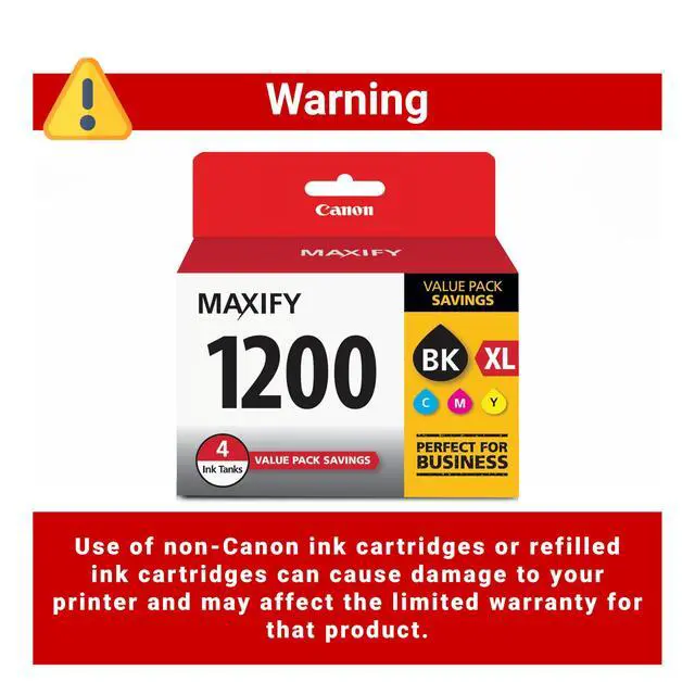 Alt view image 4 of 7 - PGI-1200 XL Genuine Four Color Value Pack, Compatible with MAXIFY: MB2120, MB2720, B2020, and MB2320 (Optional) Printers