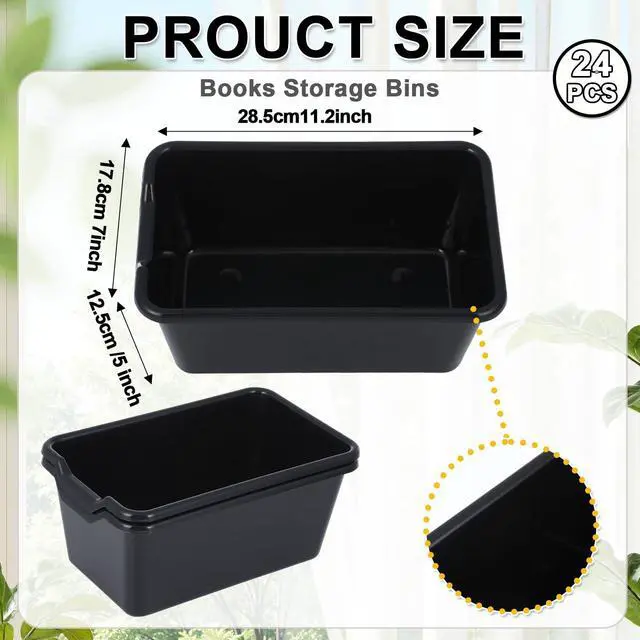 Alt view image 5 of 7 - 24 Pack Plastic Cubby Bins Classroom Book Bins Scoop Front Stackable Easy-to-Grip Toy Storage Tubs Containers for School Library Office Home Nursery Playroom Organization (Black)