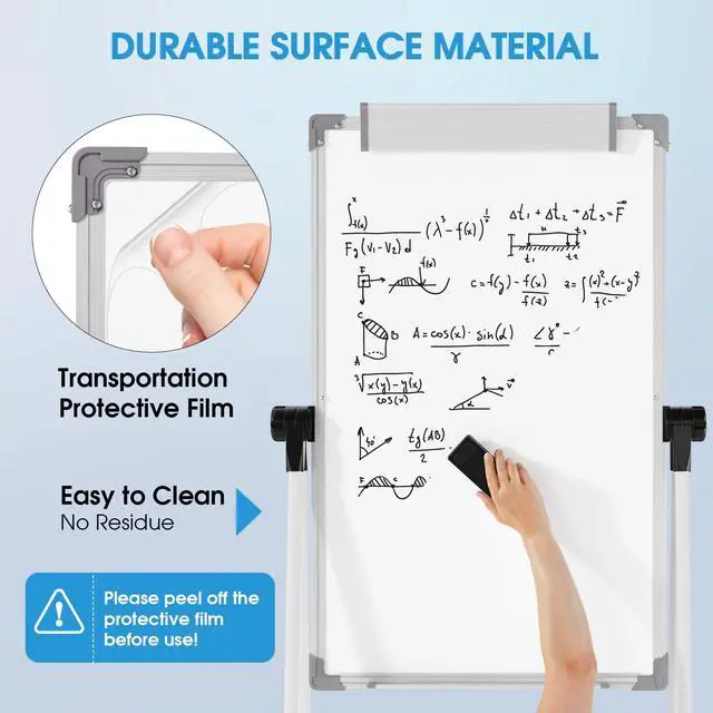 Alt view image 5 of 6 - Whiteboard with Stand 36" x 24" Easel Whiteboard Monthly Calendar | Double-Sided Height Adjustable Large Board, Foldable, Portable Dry Erase Board for Home, Office, Classroom Planning, Teaching