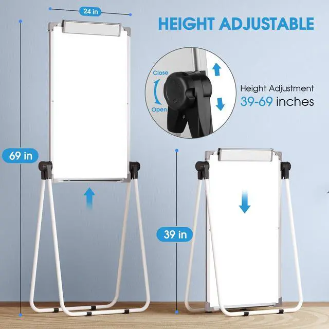 Alt view image 6 of 6 - Whiteboard with Stand 36" x 24" Easel Whiteboard Monthly Calendar | Double-Sided Height Adjustable Large Board, Foldable, Portable Dry Erase Board for Home, Office, Classroom Planning, Teaching