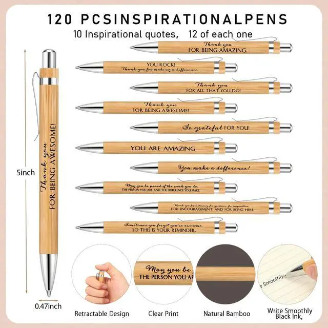 Alt view image 3 of 6 - 120 Set Back to School Teacher Appreciation Gifts Bulk Inspirational Notebook with Sticky Note and Bamboo Pen Set Coworker Thank You Gifts for Employee Team Staff Office Group (Kraft)