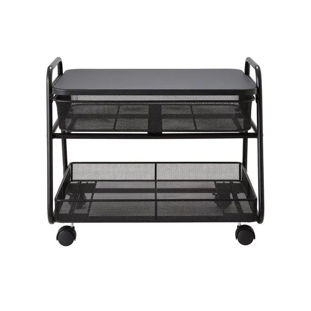 Alt view image 2 of 5 - 5208BL Onyx Under-Desk Rolling Machine Stand, Black, 21"W x 16"D x 17.5"H for Printer and Fax Machines With Basket and Drawer Storage. Perfect for Home, Office and Classrooms