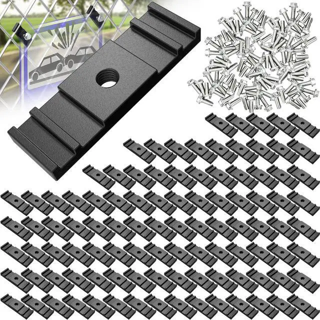 Main image of 100 Pcs Chain Link Fence Sign Mount Fastener Bracket Clip Chain Link Fence Sign Bracket Bolt for Standard Mounting Support Rack Banner Display Sign Mount Outdoor Décor