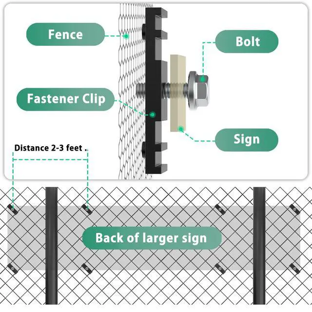 Alt view image 3 of 7 - 100 Pcs Chain Link Fence Sign Mount Fastener Bracket Clip Chain Link Fence Sign Bracket Bolt for Standard Mounting Support Rack Banner Display Sign Mount Outdoor Décor
