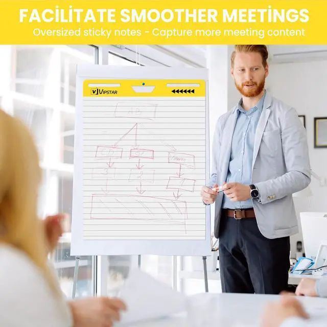 Alt view image 5 of 6 - 6-Pack Sticky Easel Pad with Lines, 25 x 30 Inches, 30 Sheets/Pad, Self-Stick Flip Chart Paper, Ruled Anchor Chart, Bleed-Through Resistant, for Teachers, Students, Office & Agile Meetings