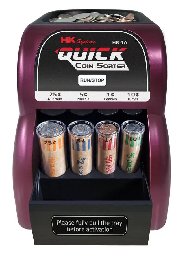 Alt view image 2 of 5 - HK-1A, USD Coin Sorter, Sorts 260 Coins Per Minute into Coin Wrappers, 1 Row Coin Wrapper Tubes Included