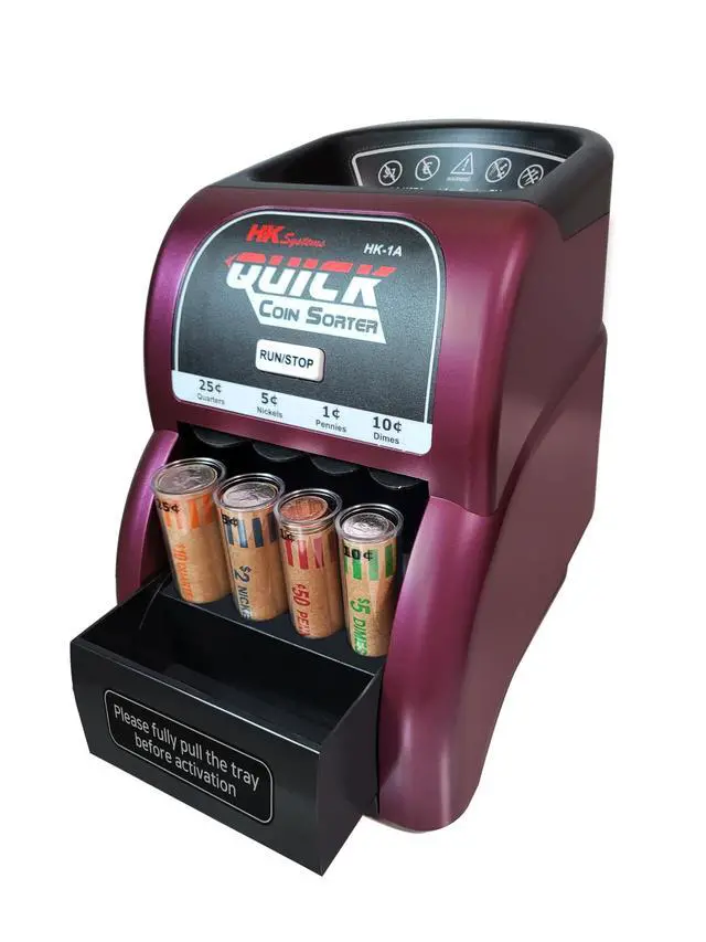 Alt view image 3 of 5 - HK-1A, USD Coin Sorter, Sorts 260 Coins Per Minute into Coin Wrappers, 1 Row Coin Wrapper Tubes Included