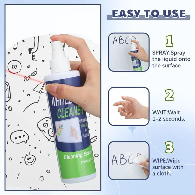 Alt view image 3 of 7 - 24 Pack Whiteboard Cleaner Spray Bottle 8.5oz Dry Erase Spray | Board Surface Cleaner Removes Stubborn Marks from White Board Chalkboard