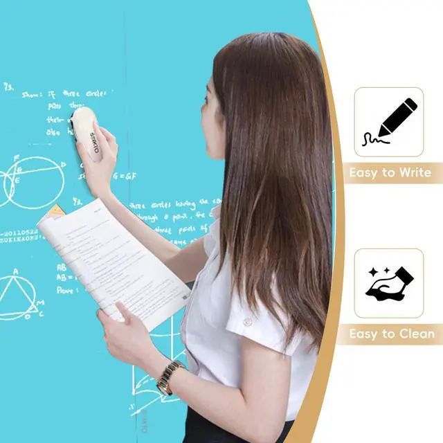 Alt view image 4 of 7 - Glass Whiteboard - Glass Dry Erase Board 48" x 36" Magnetic White Board Writing Board White Boards for Walls Wall Office Home, Blue