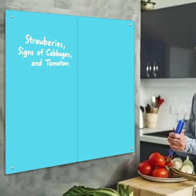 Alt view image 7 of 7 - Glass Whiteboard - Glass Dry Erase Board 48" x 36" Magnetic White Board Writing Board White Boards for Walls Wall Office Home, Blue