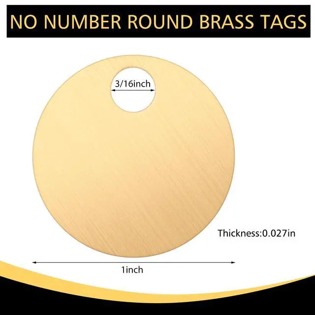 Alt view image 2 of 7 - 400 Pcs Round Brass Tags, 1-1/4 Inch Diameter, Gold Blank Metal Stamping Key Brass Tags with Hole Engraving for Pets, Dogs, Plants, Doors