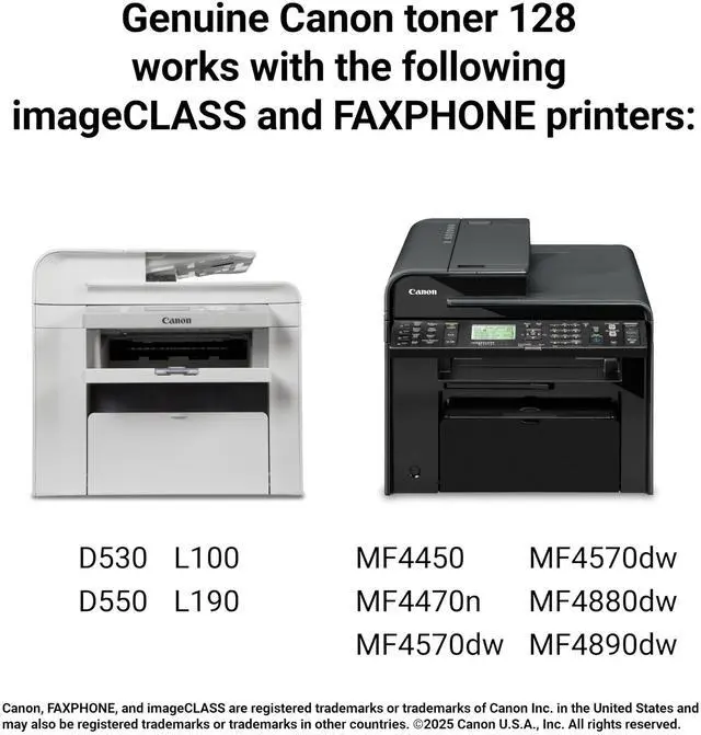 Alt view image 6 of 6 - Genuine 128 Black Toner Cartridge Compatible with MF4450, MF4770n, MF4570 Series, MF4800 Series, D530, D550, L100, L190