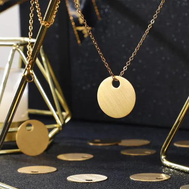 Alt view image 6 of 7 - 400 Pcs Round Brass Tags, 1-1/4 Inch Diameter, Gold Blank Metal Stamping Key Brass Tags with Hole Engraving for Pets, Dogs, Plants, Doors