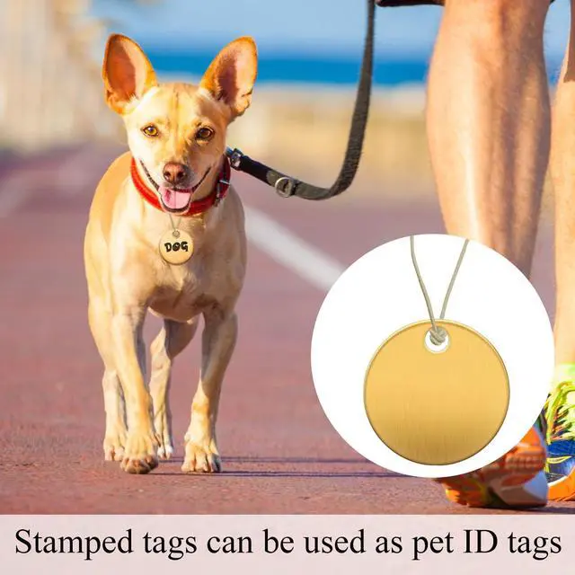 Alt view image 7 of 7 - 400 Pcs Round Brass Tags, 1-1/4 Inch Diameter, Gold Blank Metal Stamping Key Brass Tags with Hole Engraving for Pets, Dogs, Plants, Doors