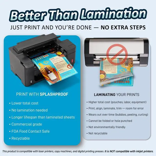 Alt view image 5 of 6 - Printer Paper - 8.5" x 11", 10 Mil Thick Waterproof Paper, Laser Printer & Copy Machine Compatible (250 Sheets)