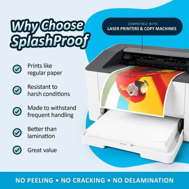Alt view image 4 of 6 - Printer Paper - 8.5" x 11", 10 Mil Thick Waterproof Paper, Laser Printer & Copy Machine Compatible (250 Sheets)