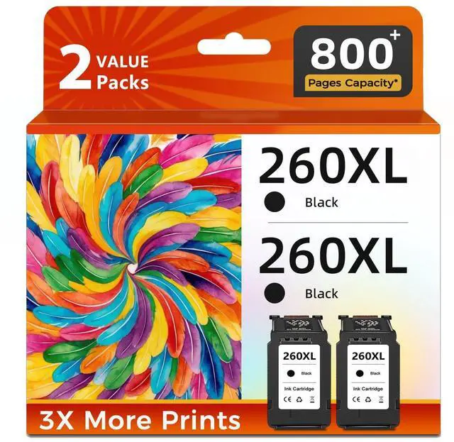 Main image of 260XL Black Compatible Ink Cartridge Replacement for Canon PG-260 PG260 XL PG260XL Ink for Cannon TR7020 TR7020a TR7022 TS6420 TS6400 TS5300 TS5320 TS6420a Printer (Black 2-Pack)
