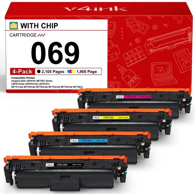 Main image of 069 Toner Cartridge 4 Pack Replacement for Canon 069 MF751Cdw | Compatible for Canon imageCLASS LBP670C MF756Cx MF750C Series LBP673Cdw LBP674Cdw MF753Cdw MF754Cdw Printer