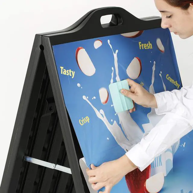 Alt view image 7 of 7 - Street SignPro Board, Black 24x36 Inch Sandwich Board A-Frame Sidewalk Curb Sign Holder Folding Portable Double Sided Advertising Display for Restaurant Cafe
