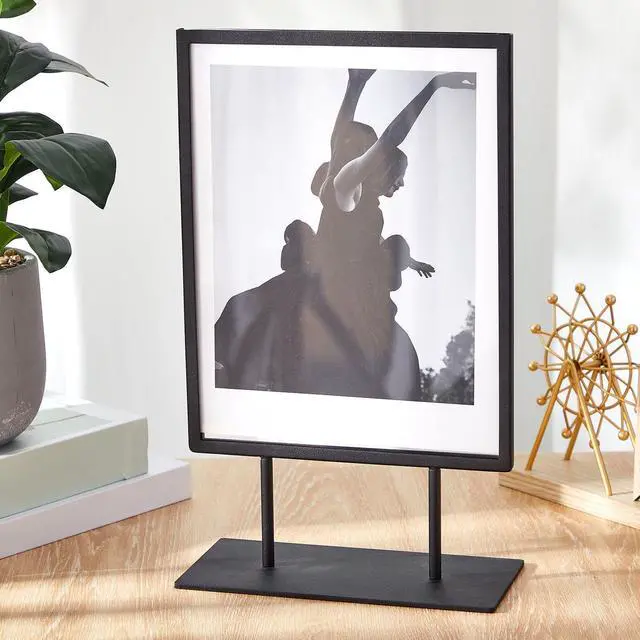 Alt view image 7 of 7 - 2 Pcs Tabletop Sign Holder with Flat Base 11" x 8.5" Double Sided Countertop Sign Holder Vertical Desktop Display Stand Metal Poster Display Stand for Office Store Restaurant Hotels, Black