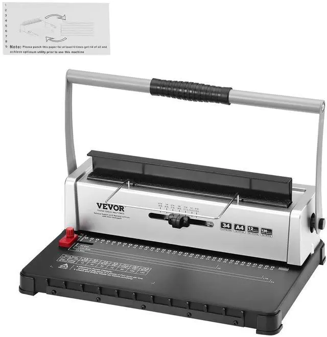 Main image of Coil Binding Machine, Manual Book Maker 34-Holes Binding 120 Sheets, Punch Binder with Adjustable Side Margin, for Letter Size, A4, A5