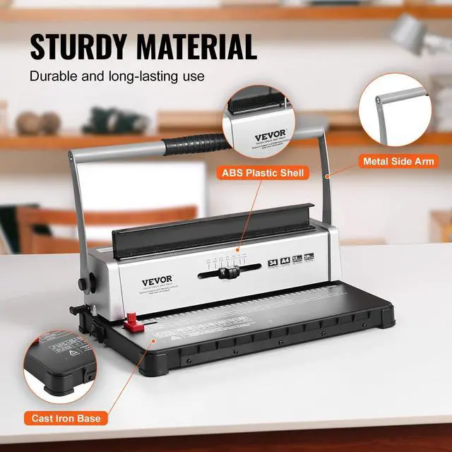 Alt view image 5 of 7 - Coil Binding Machine, Manual Book Maker 34-Holes Binding 120 Sheets, Punch Binder with Adjustable Side Margin, for Letter Size, A4, A5