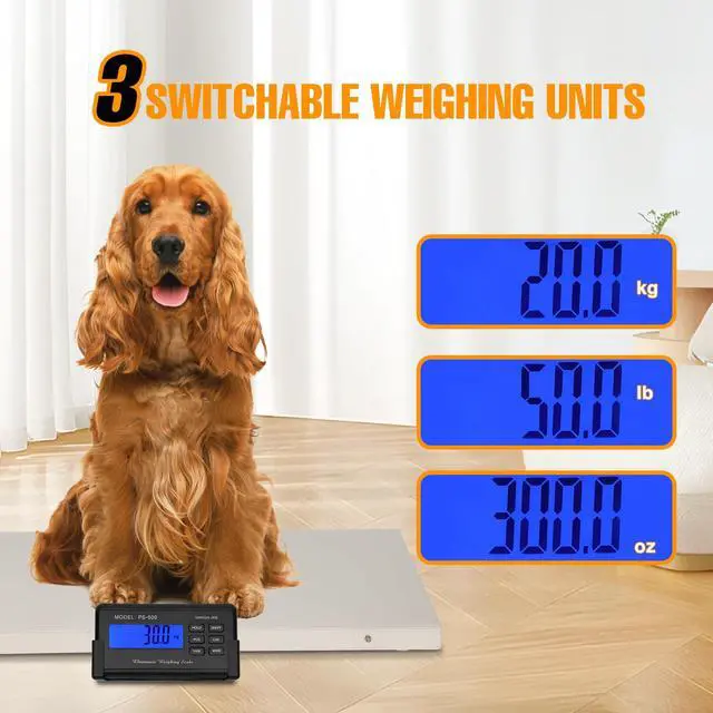 Alt view image 3 of 7 - Dog Weight Scale for Large Breed Precision Dog Scale - 1100lb x 0.2lb Precision Pet Scale, Livestock Weight Scale with Large Stainless Steel Platform 41 x 21, Vet Scale for Dog, Sheep