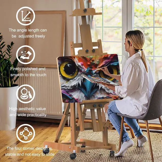 Alt view image 2 of 6 - H-Frame Multifunctional Easel, Foldable & Adjustable (Vertical to Horizontal), Holds Two Canvases (Up to 77 Inches), Professional H-Frame Art Easel for Adults