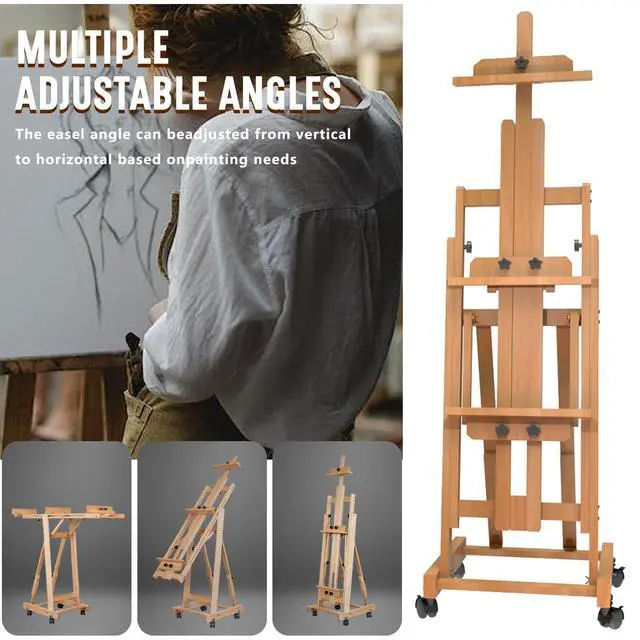 Alt view image 4 of 6 - H-Frame Multifunctional Easel, Foldable & Adjustable (Vertical to Horizontal), Holds Two Canvases (Up to 77 Inches), Professional H-Frame Art Easel for Adults