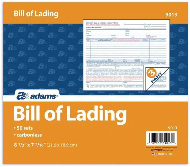 Alt view image 2 of 2 - Bill of Lading Short Form,8.5 X 7.5 Inches,3-part,50-forms,White (9013),(Pack of 7)