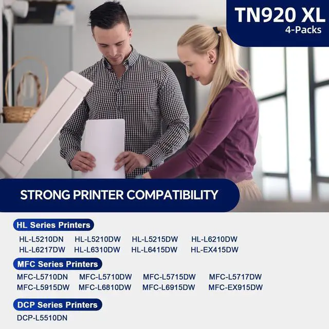 Alt view image 3 of 5 - TN920XL TN920 High Yield Toner Cartridge HL-L6210DW Compatible for Brother TN920 TN920XL TN920XXL | HL-L6210DW MFC-L5915DW MFC-L5710DW HL-L5210DW HL-L6310DW MFC-L6810DW Printer 4-Pack Black