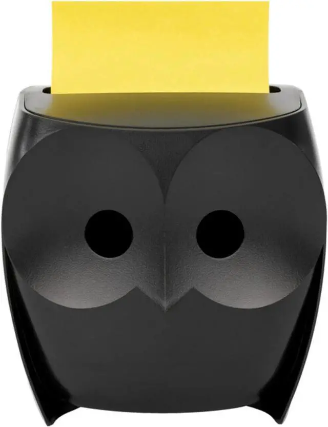 Main image of Owl Note Dispenser, Includes 1 Pad of 3 in X 3 in Super Sticky Dispenser Pop-up Notes, 45 Sheets (OWL-330-BK) (Pack of 6)