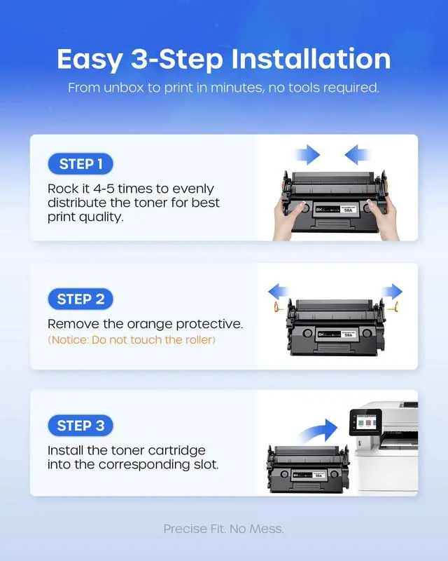 Alt view image 4 of 7 - 58A Toner Cartridge Black High Yield Compatible for HP 58A CF258A | 58X CF258X use with LaserJet MFP M428dw M428fdw M428fdn Pro M404n M404dn M404dw M304a Printer (4 Black, with Chip)